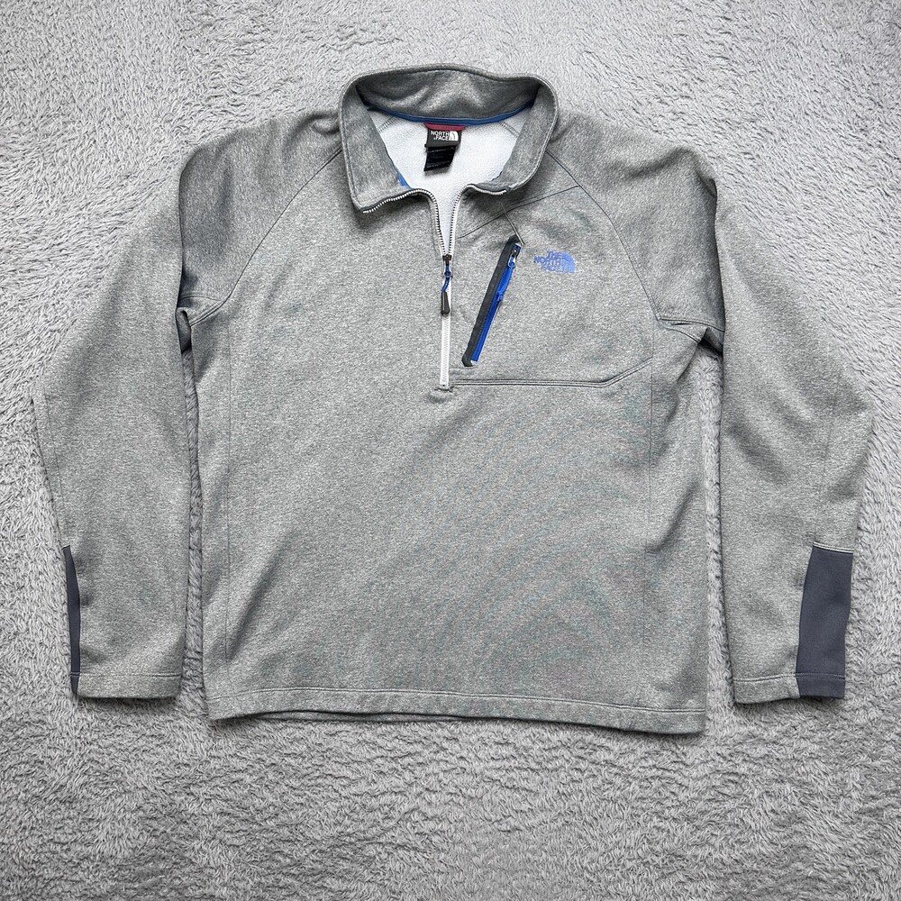 North Face Pullover Mens L Gray Quarter-Zip Fleece Sweater Long sleeve Midlayer